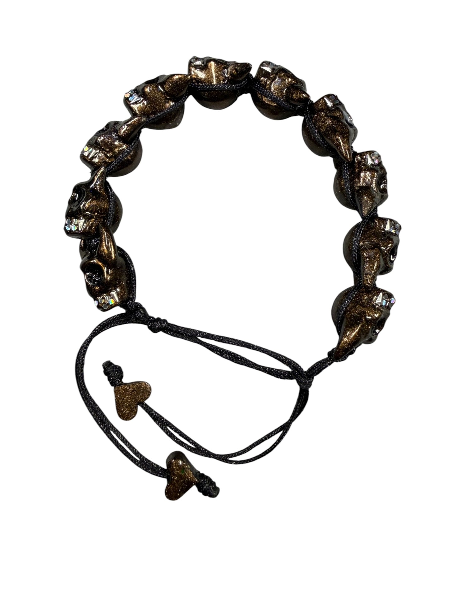 Bronze Devil Skull Bracelet — Hand-Painted with Iridescent Details