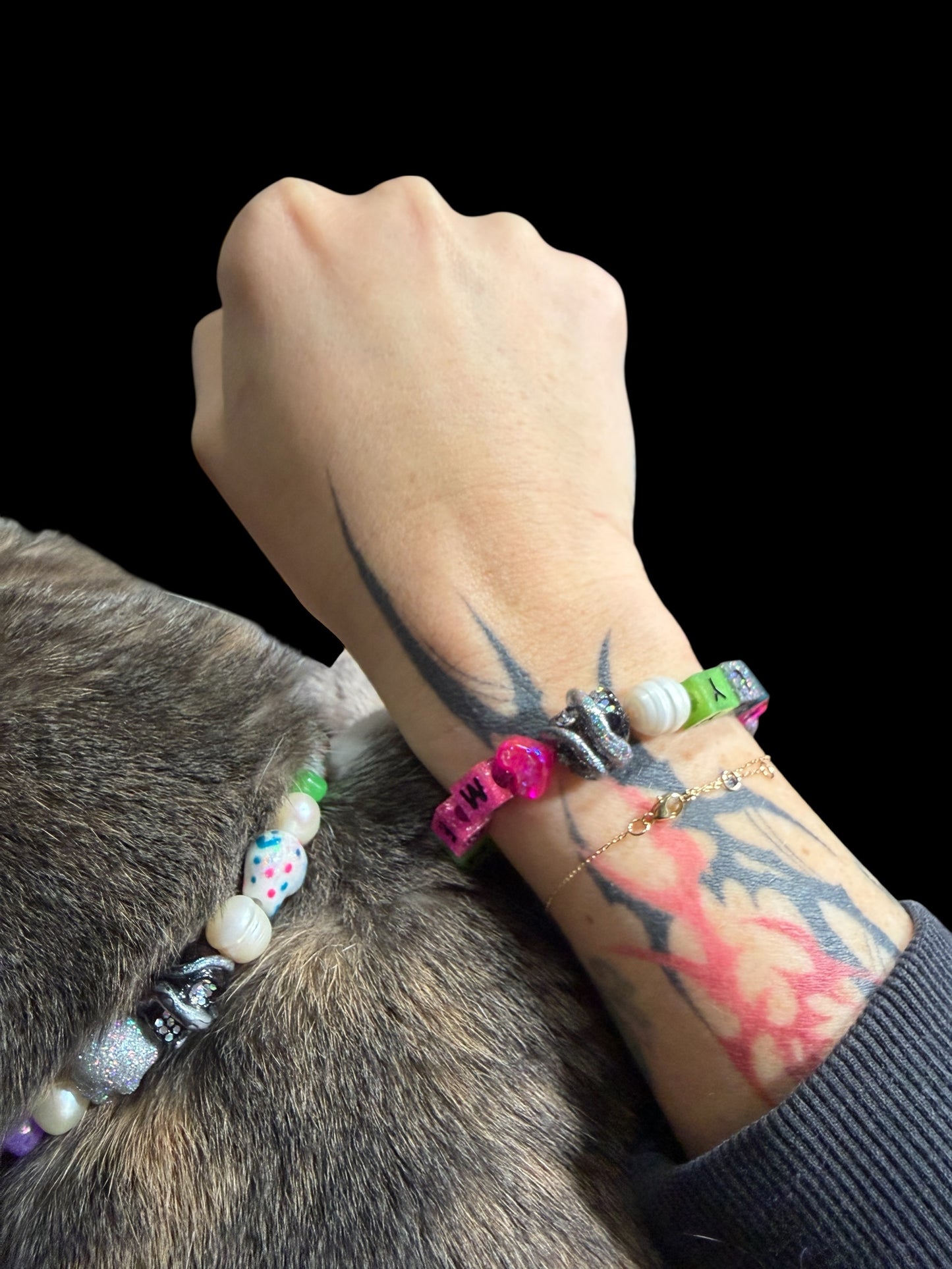 Skull Matching Set – Pet Necklace & Owner Bracelet | Handmade Gothic Accessories