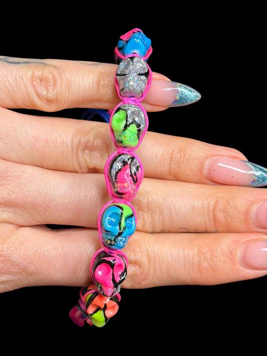 Neon tribal skull bracelet