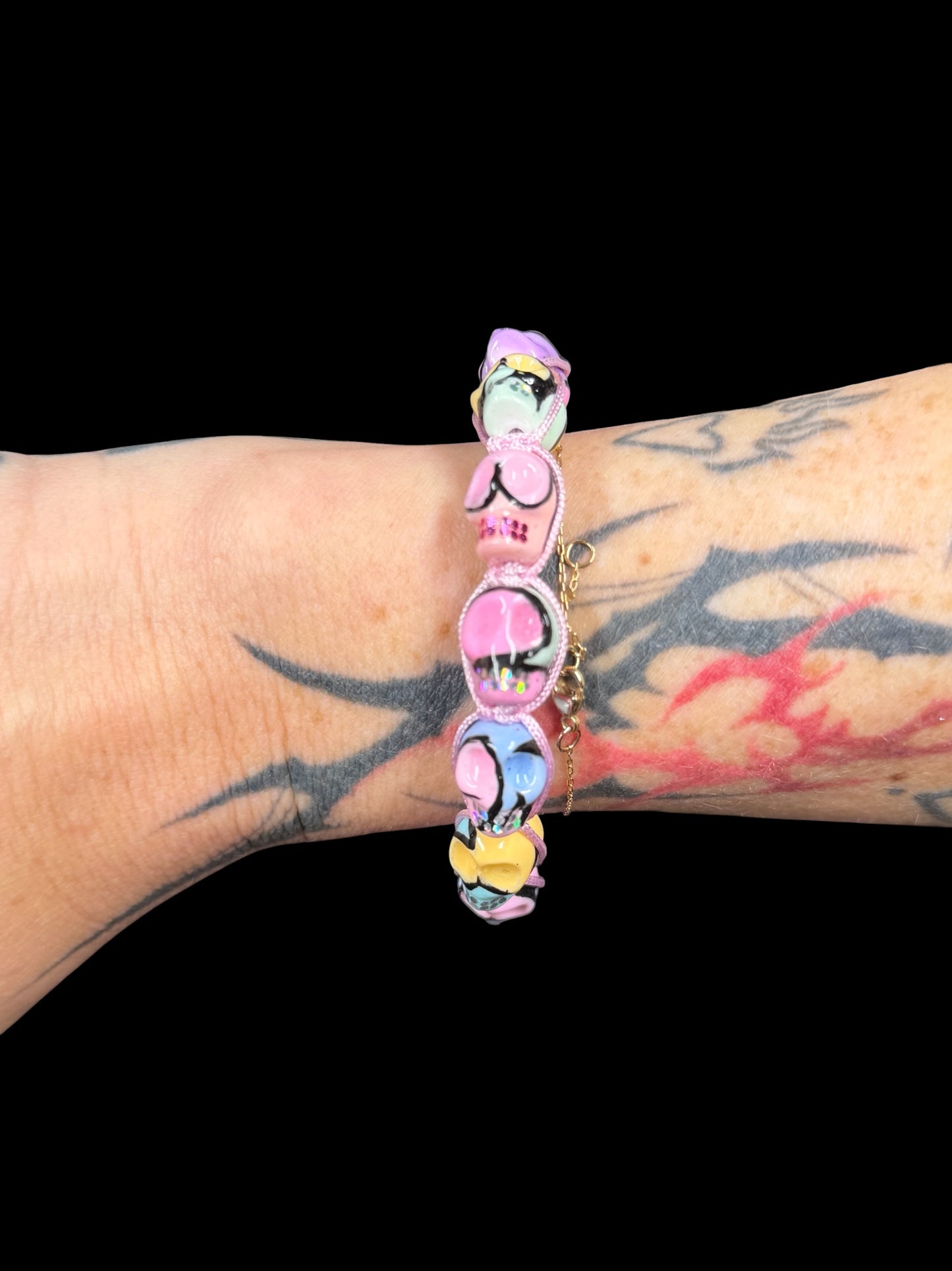Pastel tribal skull bracelet